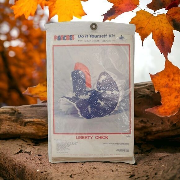 Patches Do It Yourself Kit Patriotic Hen Vintage Chicken Stuffed Red White Blue - Picture 1 of 16